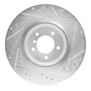 BMW 335XI Brake Rotor (1) - Front Left - R1 Concepts - Drilled & Slotted - Silver - `07-`15